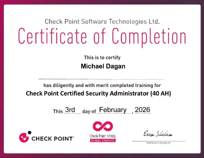 Scan of the certificate