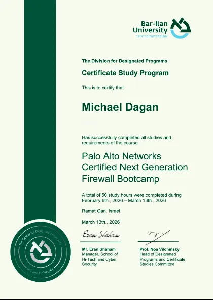 Scan of the certificate